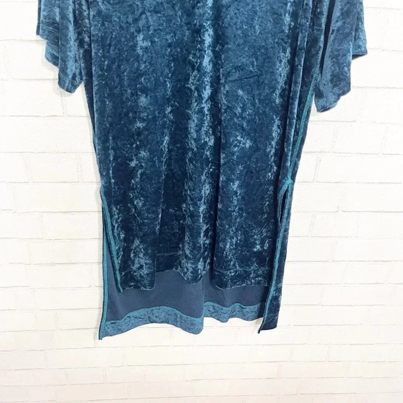 Free People - We the Free Blue Luxe Crushed Velvet Tunic Tee Women's Size Small - Picture 5 of 8